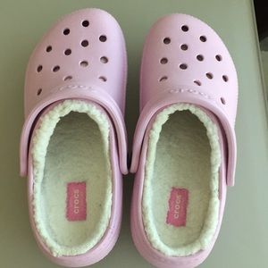 Like New Pink Fleece Lined Crocs